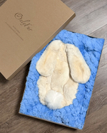 "Вязаный" детский плед из натурального меха рекс "Зайчик" 120х80 см (голубой)