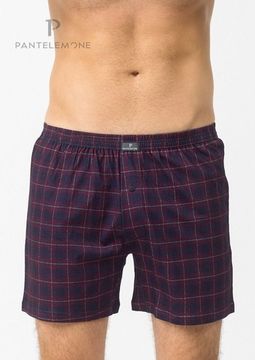 Трусы мужские семейные для больших мужчин Pantelemone PMBB-405, клетка синяя/бордовая