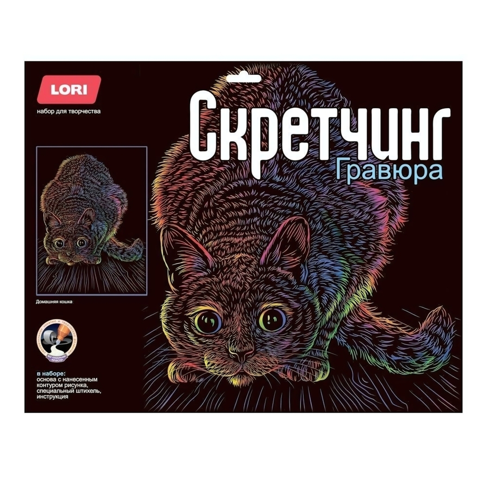 Скретчинг 30*40см "Неоновые животные. Домашняя кошка" (Lori)