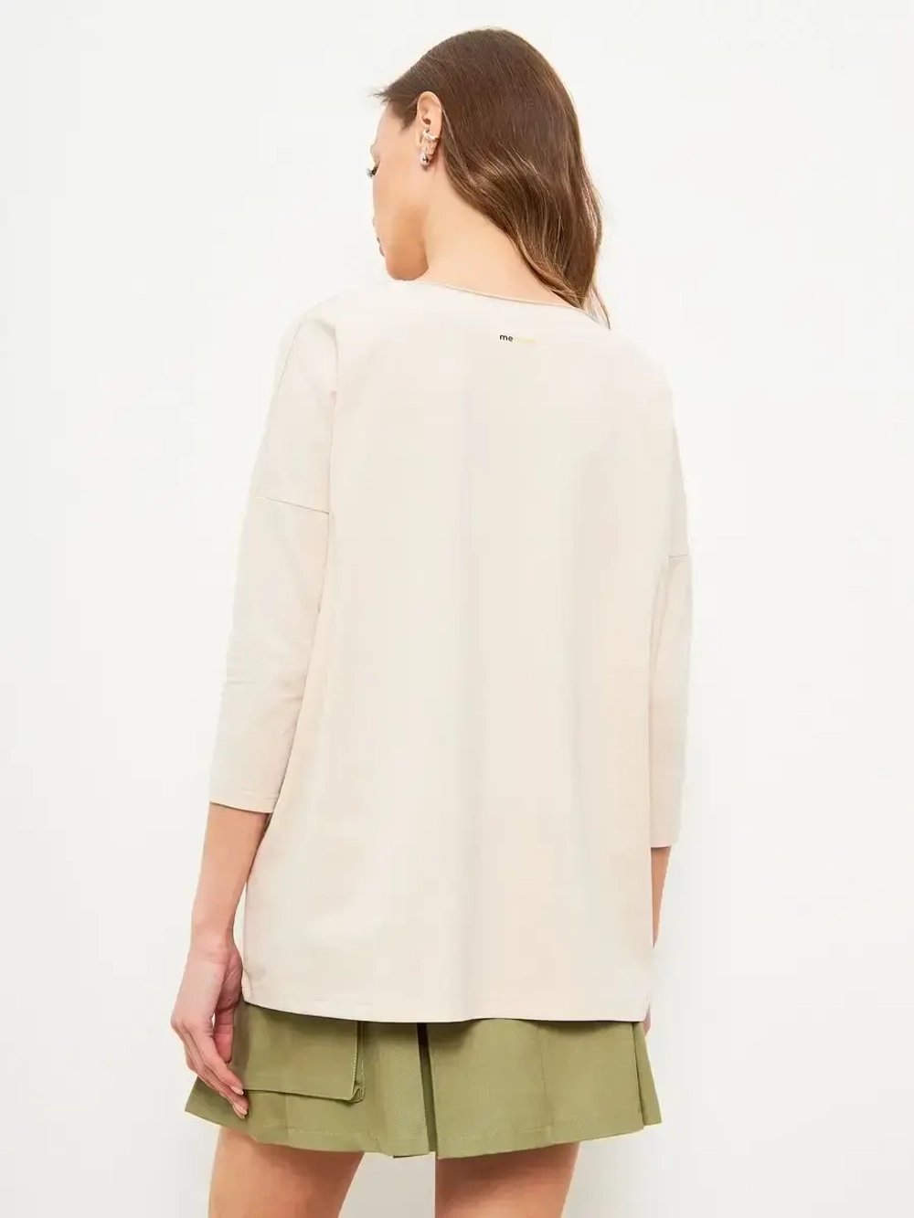 Лонгслив оверсайз с рукавом 3/4 бежевый