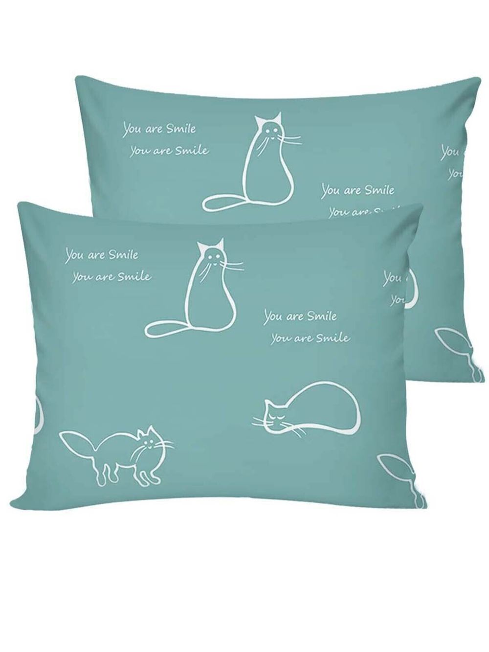 Постельное белье "КОТИКИ (мята)" 2-спальный   наволочки 50х70 2шт Простынь на резинке 160х200 см  Пододеяльник 175х215 см  Сказка сатин