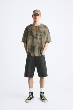 ZARA ДЖИНСОВЫЕ ШОРТЫ BAGGY-FIT, ЧЕРНЫЙ