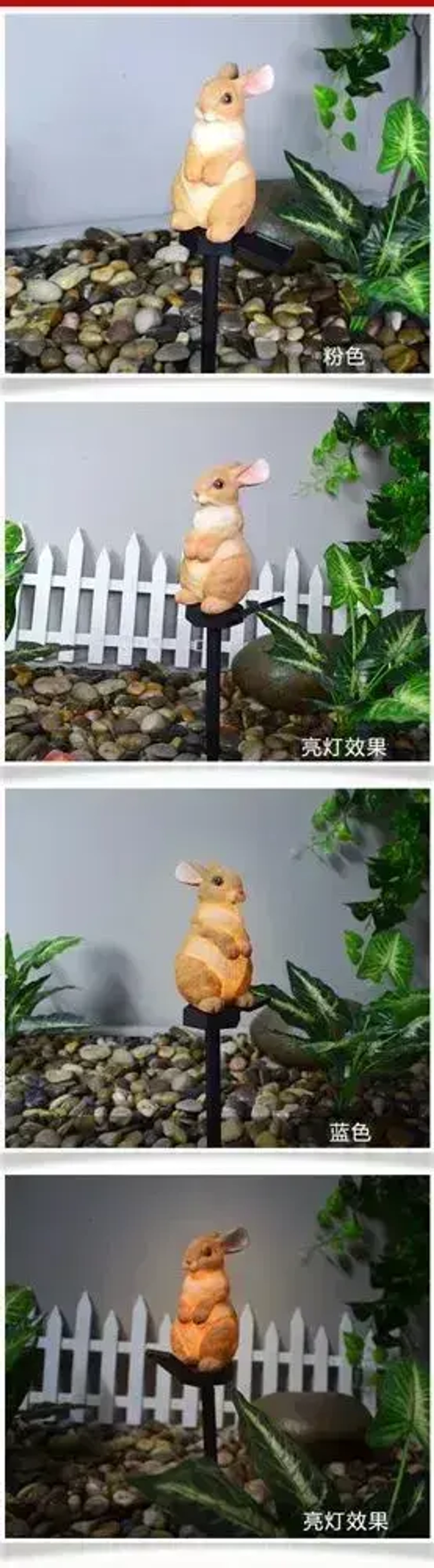 Садовый фонарь зайчик, украшение сада, для улицы, на солнечной батареи