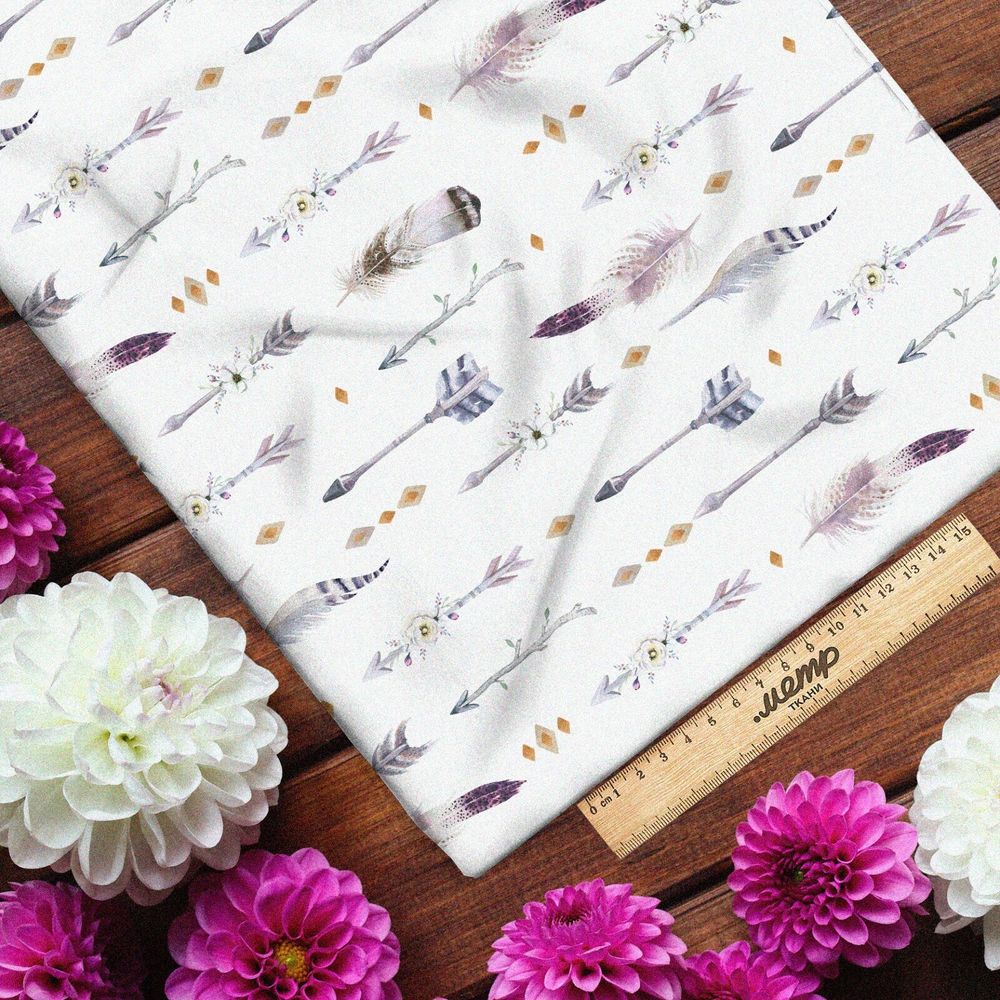 Ткань кулирная гладь перья и стрелы