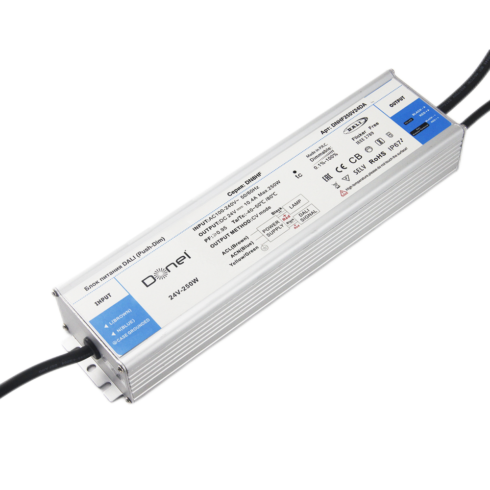 Блок питания DALI, с функцией Push-Dim,  PFC &gt;0.95,  250Вт