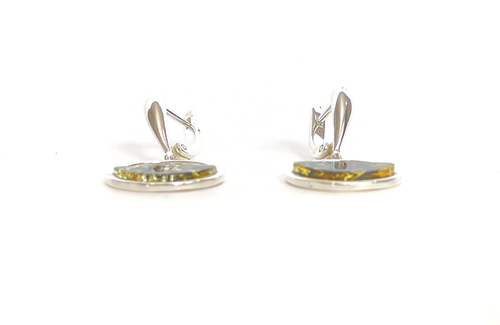 Серьги с янтарем натуральным. Серьги с натуральными камнями зеленого цвета из Калининграда