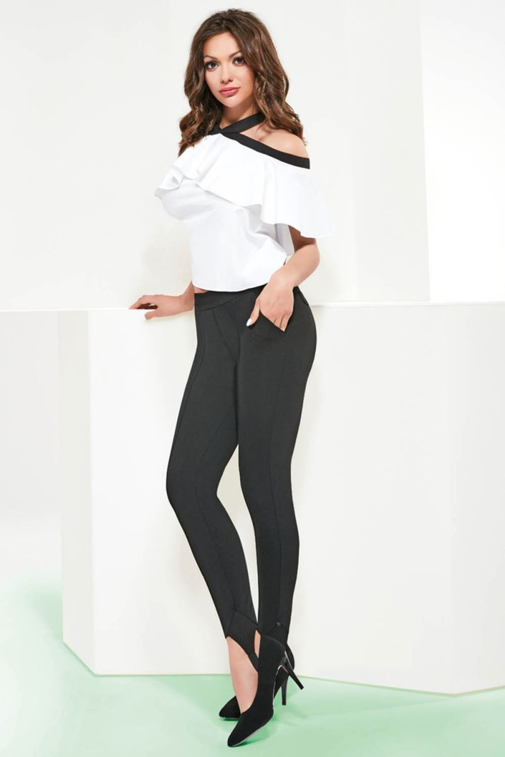 Женские легинсы-брюки Andrea с кармашками (Размер: S) (Цвет: черный)