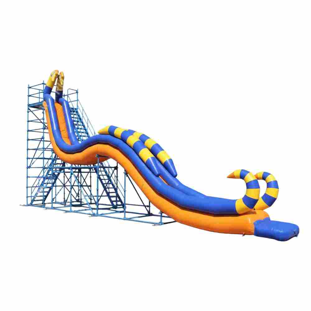 Надувная водная горка «Морской конёк» для вышки (опоры), 15×3×8 м