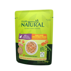 Guabi Natural Cat консервы для кошек с курицей, лососем, цельнозерновыми злаками и овощами 85г (пакетик) (Бразилия)