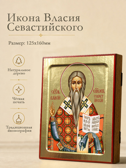 Икона Власия Севастийского, святителя на дереве: 125 х 160 (Синопсисъ)