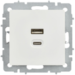 BRITE Розетка USB A+C 45Вт высокоскоростная зарядка РЮ11-2-БрБ белый IEK