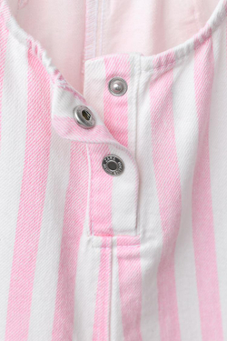 ZARA ДЛИННЫЙ КОМБИНЕЗОН ИЗ САРЖИ В ПОЛОСКУ, РОЗОВЫЙ