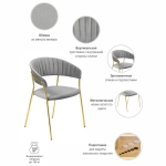 Комплект из 2-х стульев Bradex Home Turin серый, золотые ножки