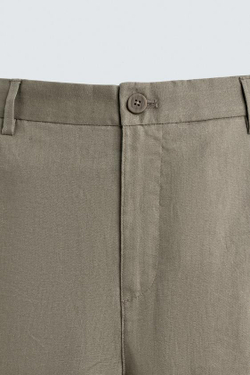 ZARA БЕРМУДЫ ИЗ 100% ЛЬНА КЛАССИЧЕСКОГО КРОЯ, СВЕТЛО-БЕЖЕВЫЙ