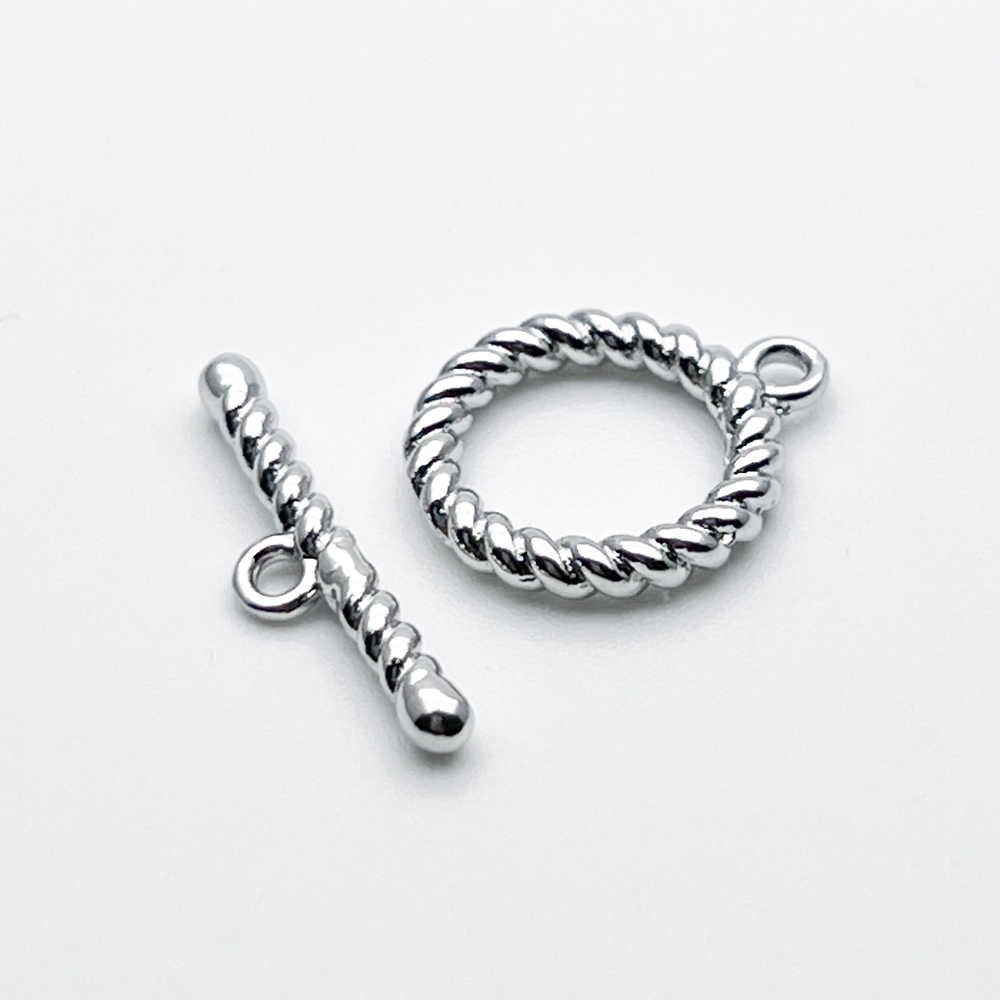 Замок-тоггл, цвет серебро (родий), размер 15*12 мм, цена за 1 шт