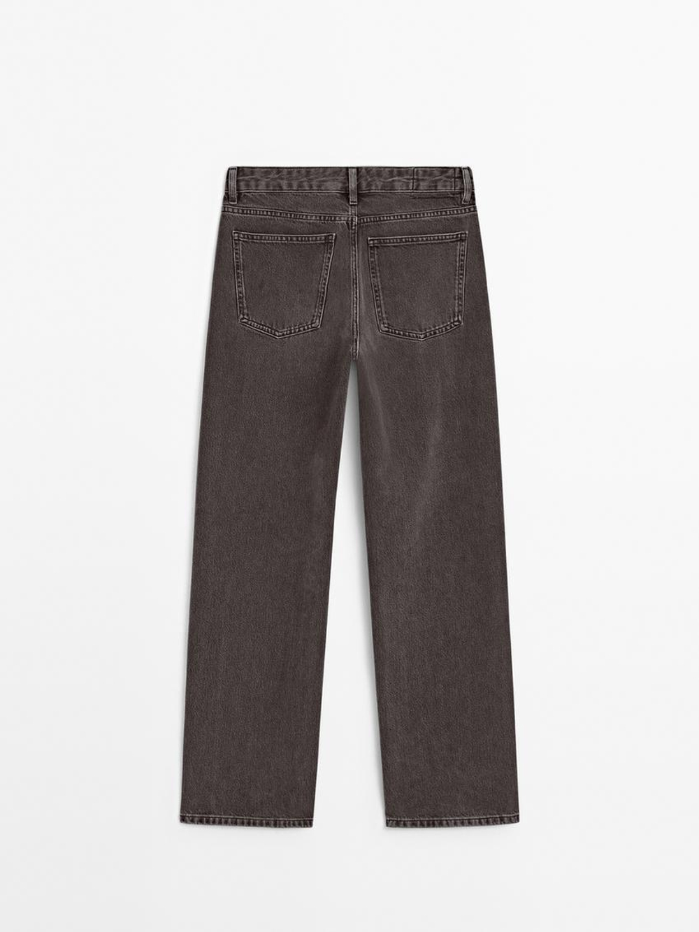 Massimo Dutti Широкие джинсы со средней посадкой, серый натуральный