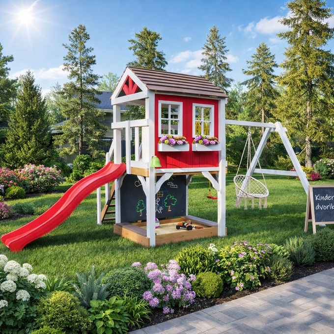 Детский домик с качелями "Прованс"