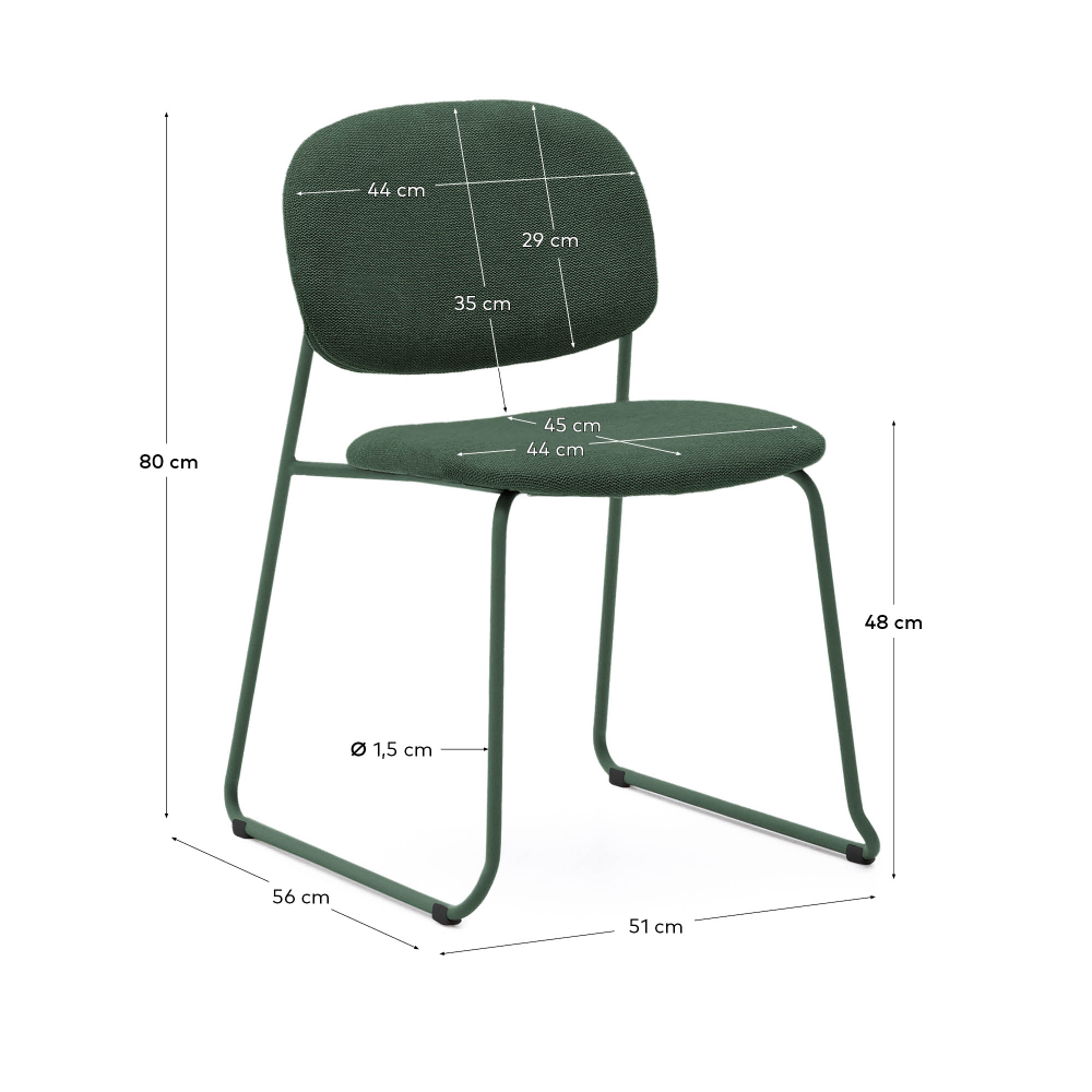 Стул Meli из зеленой синели с металлическими ножками
