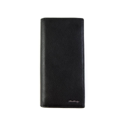 Мужское вертикальное чёрное портмоне купюрник из натуральной кожи Dublecity 120-DC32-19A с RFID-защитой от сканирования карт в подарочной коробке