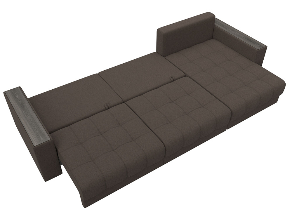 Диван угловой с декором Лига-049 НПБ Лонг, Амур 05 РОГОЖКА коричневый