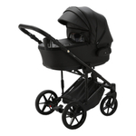 Детская универсальная коляска Adamex ZICO Deluxe Z-SA2 (3в1) - Черная экокожа