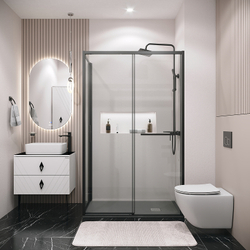 Душевой уголок Grossman Style 130х80 120.K33.05.1380.21.00 профиль Черный матовый стекло прозрачное