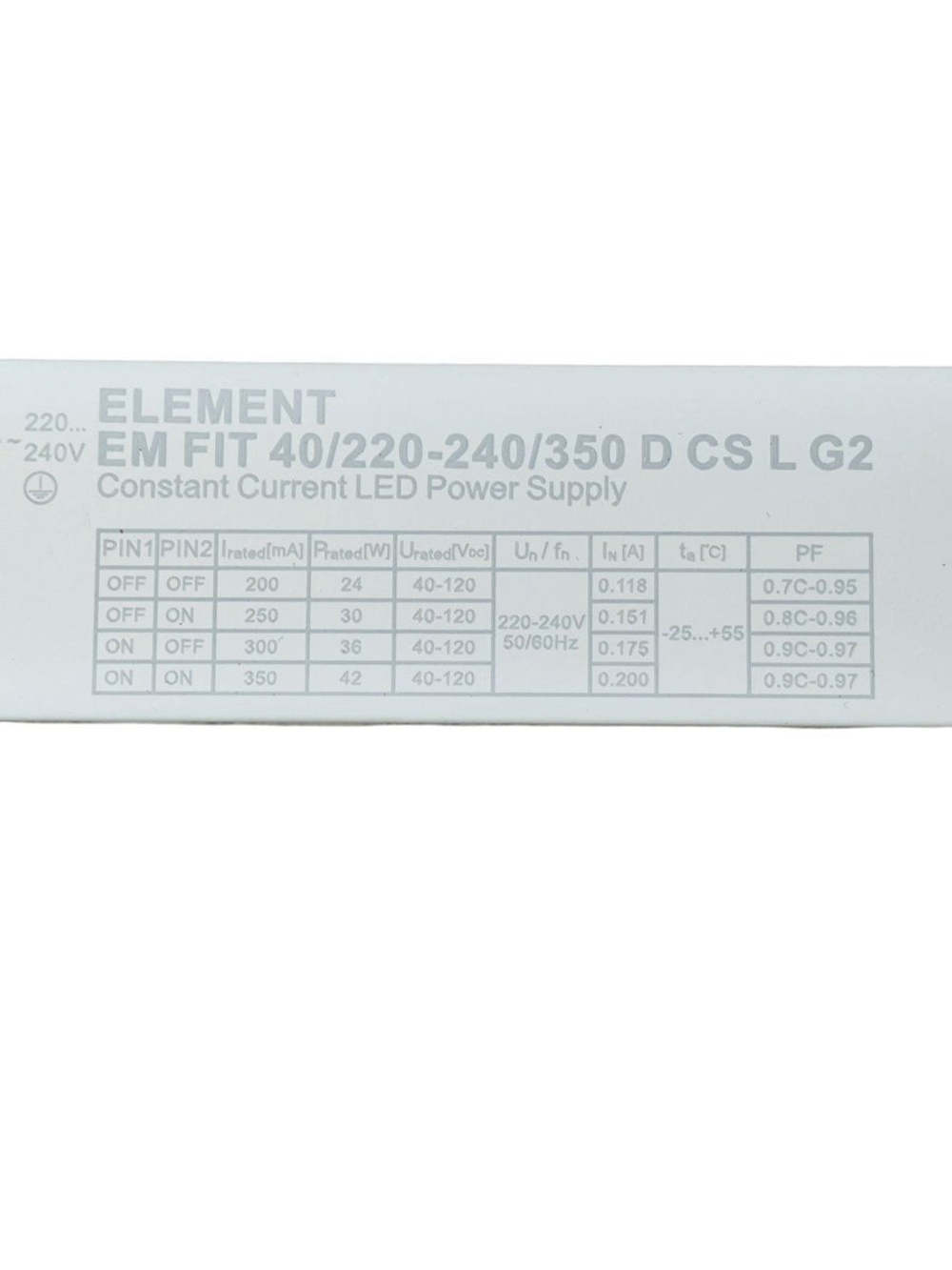 Светодиодный драйвер EM FIT 40/220-240/350 D CS L 8-42W 40-120V DIP-пер 200/250/300/350 mA 210x30x21mm - OSRAM