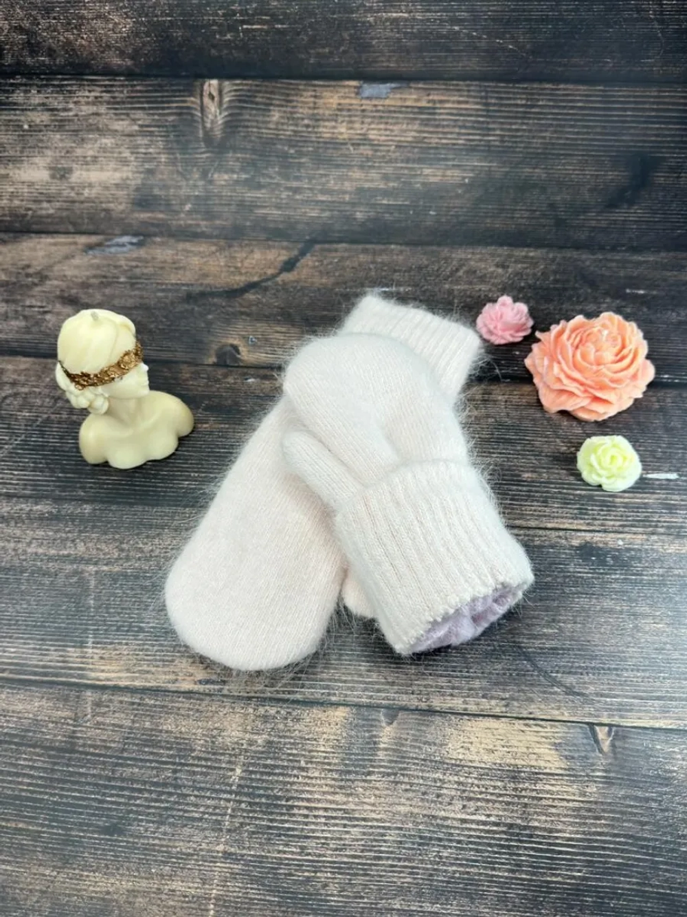 Варежки зимние теплые пушистые ангора