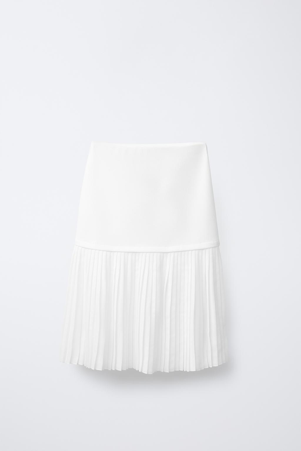 ZARA ПЛИССИРОВАННАЯ ЮБКА МИДИ, ЖЕЛТОВАТО-БЕЛЫЙ