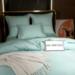 Комплект постельного белья Однотонный Сатин Премиум широкий кант OCPK019