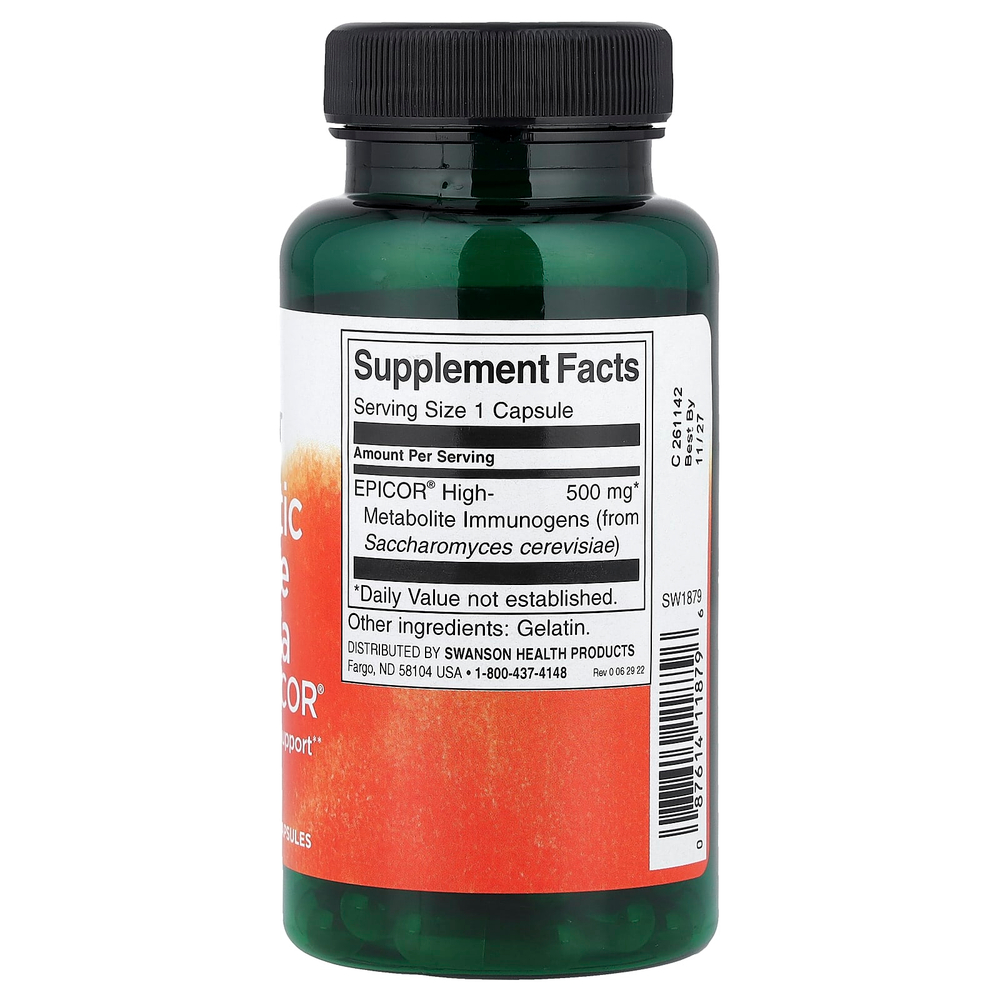 Swanson Vitamins, постбиотическая иммунная формула с Epicor®, 500 мг, 60 капсул