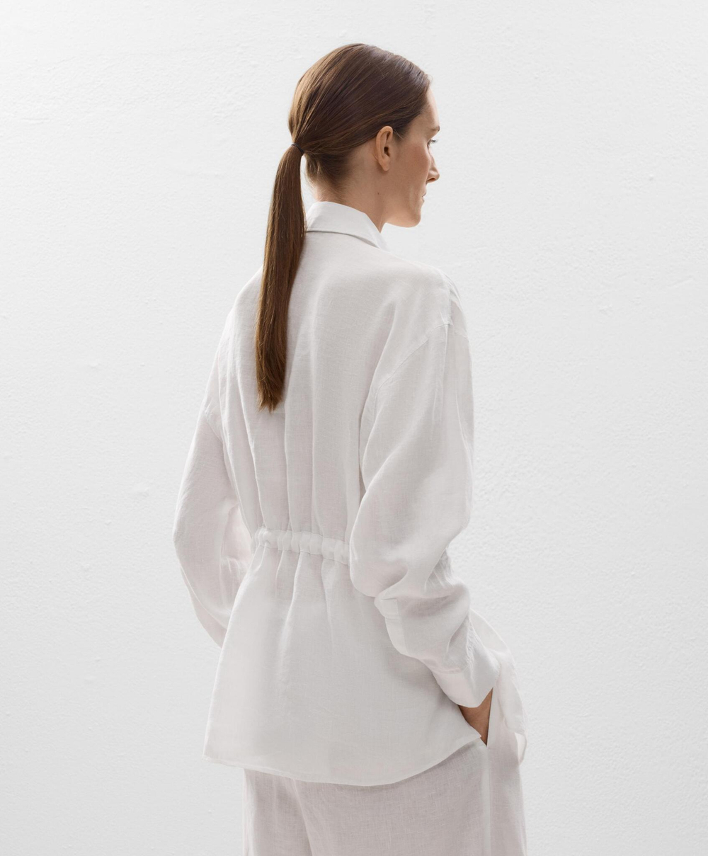 Oysho Длинная льняная рубашка, белый