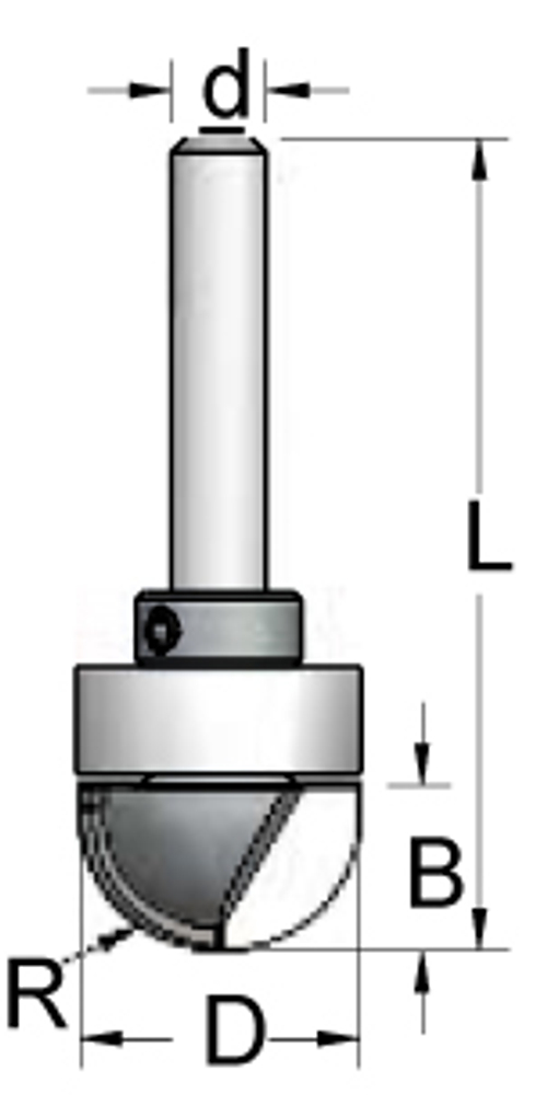 Фреза DB25002 галтель R12,7 D25,4 B16 с подшипником хвостовик 12_S