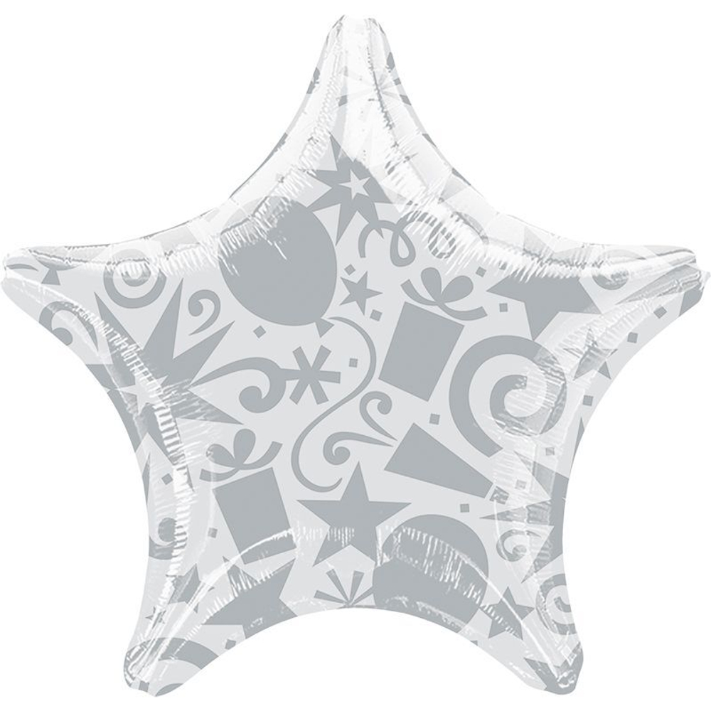 А 22 Звезда Шары и Подарки Серебро / Festive Silver Star S30 / 1 шт А34