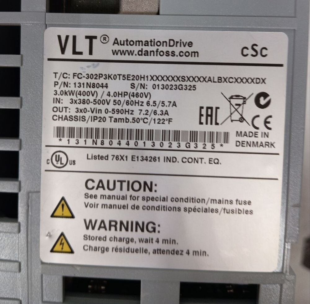 Danfoss FC-302P3K0T5E20H1XXXXXXSXXXXALBXCXXXXDX 131N8044 б/у