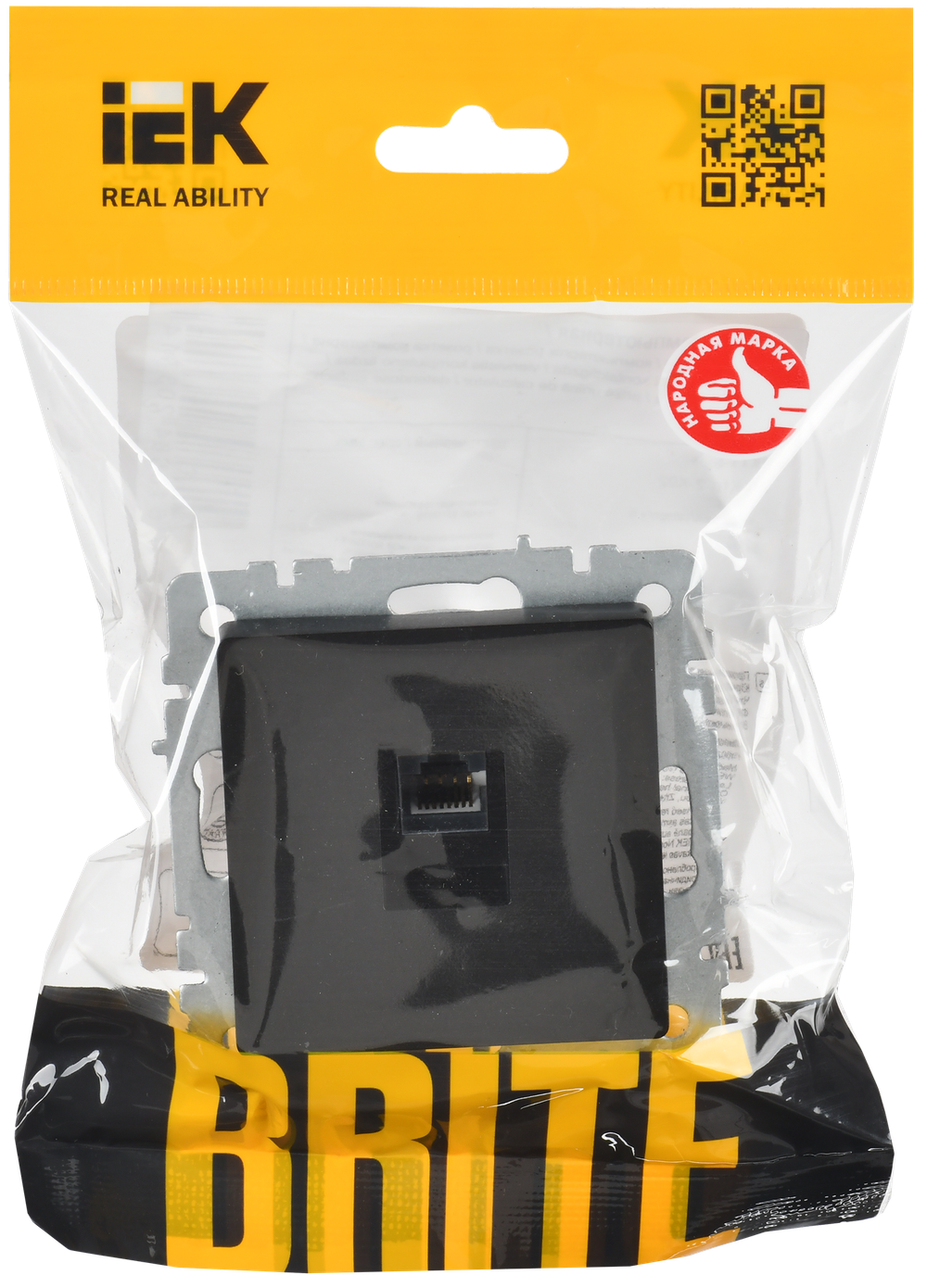 BRITE Розетка компьютерная RJ45 кат.6 РК11-БрЧ черный IEK