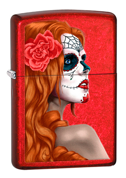 Зажигалка Zippo Classic с покрытием Candy Apple Red, латунь/сталь, красная, глянцевая, 36x12x56 мм