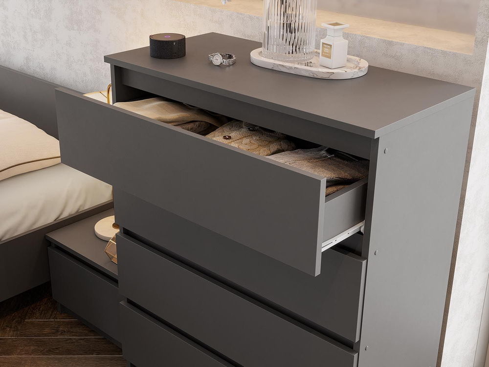 Денвер комод 4 ящика / Графит серый