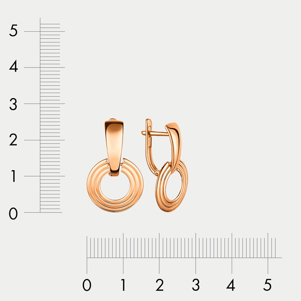 Длинные женские серьги из розового золота 585 пробы без вставок (арт. 020602-1000)