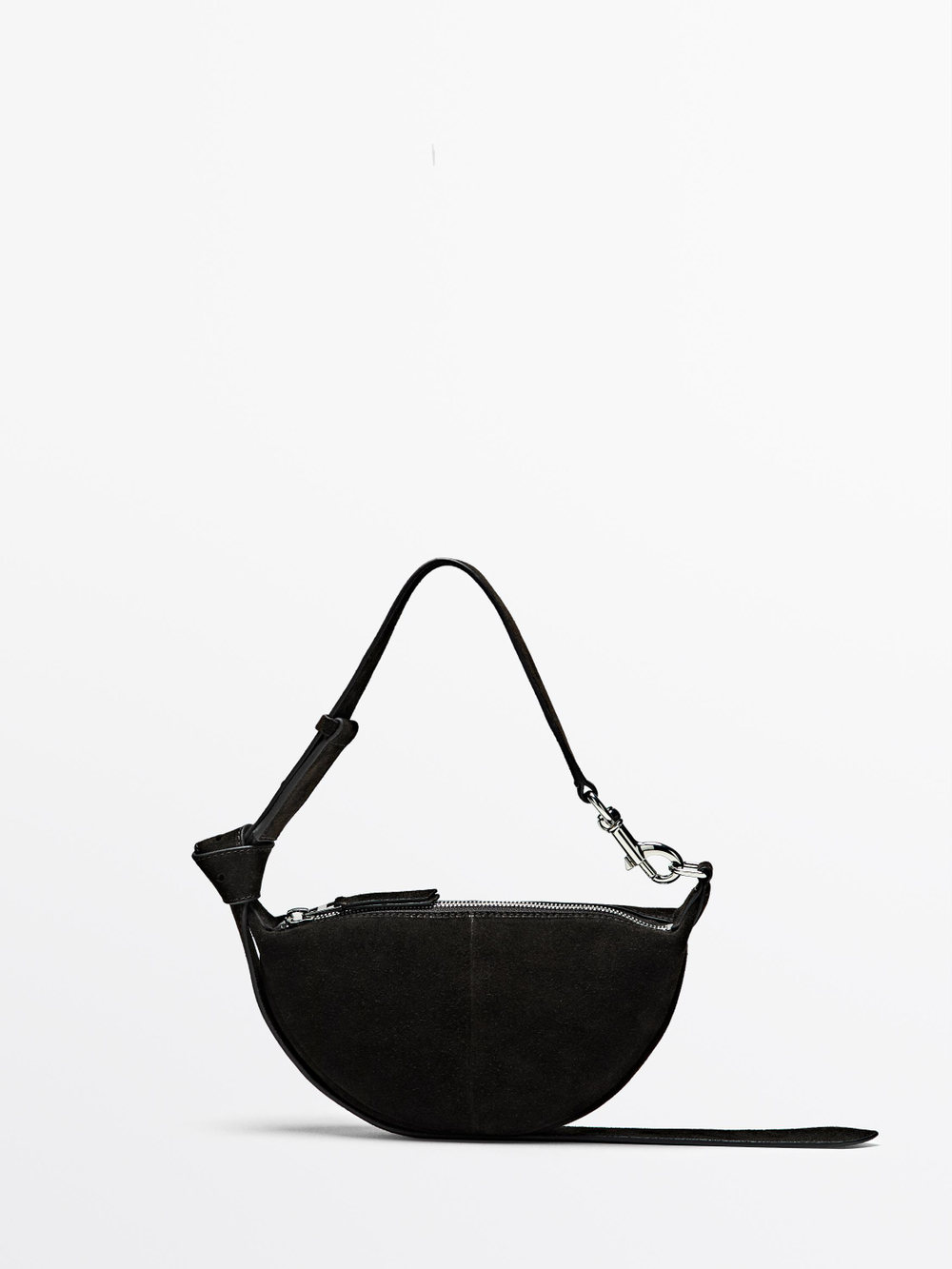 Massimo Dutti Мини-сумка через плечо из замши-сплита, шоколадный