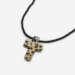 Крестик из натурального аплита (Яшма далматин), 25*18мм