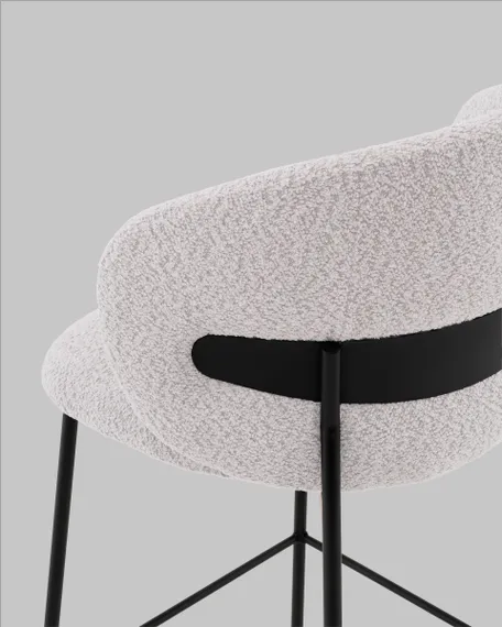 Полубарный стул Blaze 60 см, светло-серое букле, черные ножки
