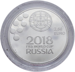 2,5 евро. Чемпионат мира по футболу в России. Португалия. Серебро. 2018 год