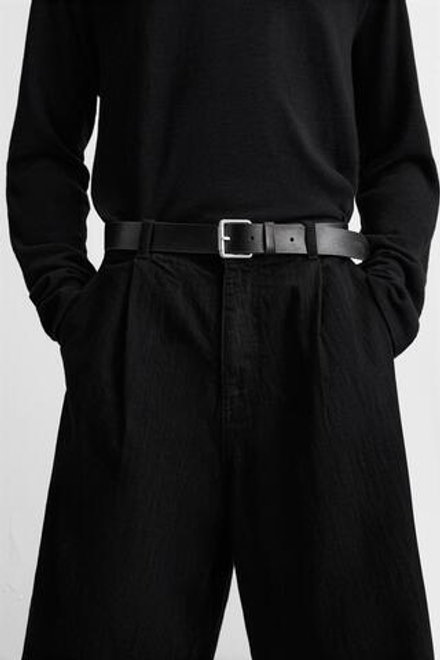 ZARA КОЖАНЫЙ РЕМЕНЬ В ВИНТАЖНОМ СТИЛЕ, ЧЕРНЫЙ