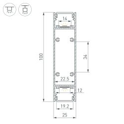 Профиль SL-LINE-25100-DUAL-2500 SILVER (Arlight, Алюминий) 050521