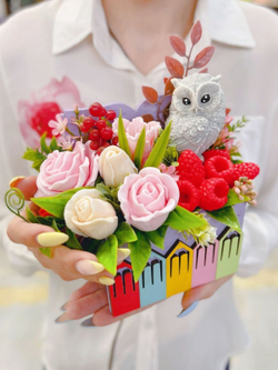 Букет «Сова в розах»