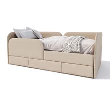 Кровать детская 160х80 см с бортиком и ящиком (скругленная) (сильвер Беверли)