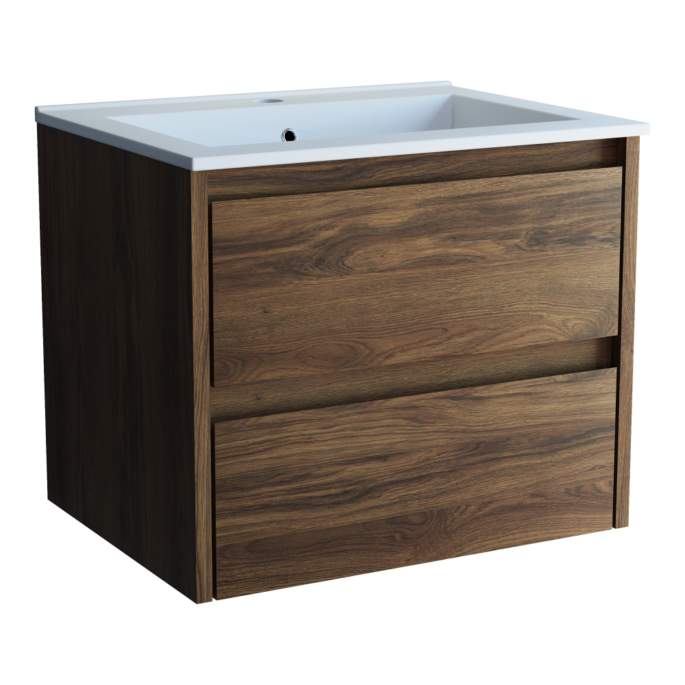 База под раковину Gio 600 подвесная, 2 выкатных ящика soft-close, C.Oak