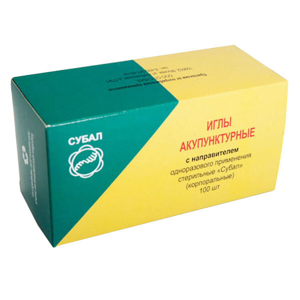 Акупунктурные иглы 0,25*25 мм ,с ручкой из меди 100шт. Субал