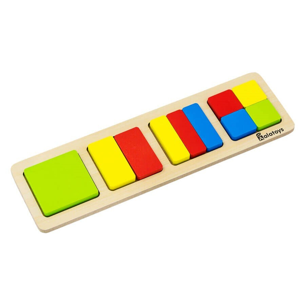 Пазл "Дроби-квадраты", развивающая игрушка для детей, обучающая игра из дерева